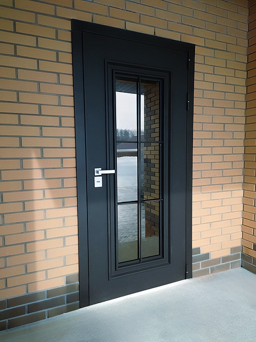 Порошковая дверь с остеклением Порошковая дверь с остеклением