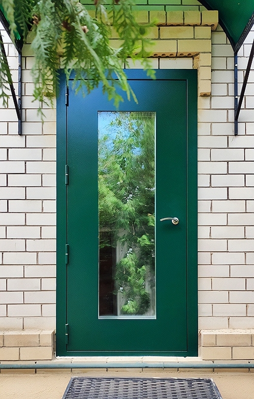 Остекленная зеленая дверь Остекленная зеленая дверь