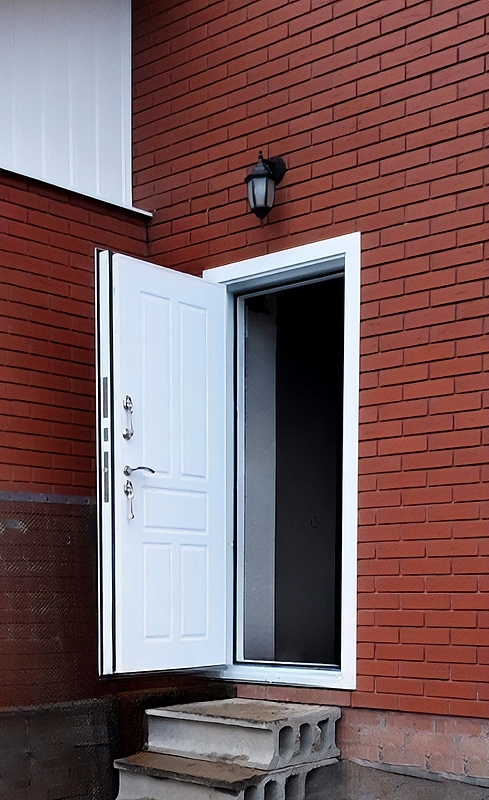 Белая порошковая дверь с отбойником Белая порошковая дверь с отбойником