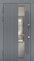 Утепленная входная термодверь со стеклом, бугельной ручкой и панелями МДФ графит